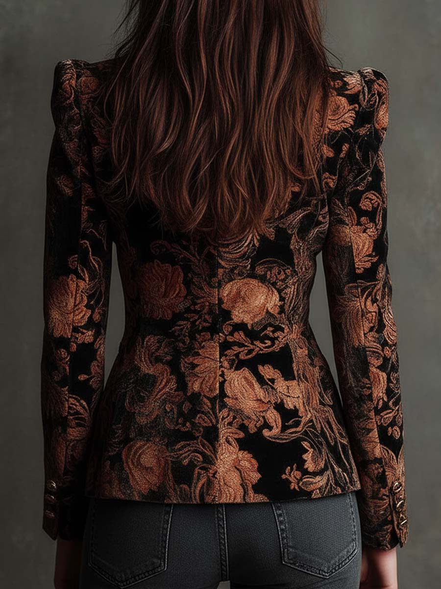 Blazer sartorial de mujer con estampado floral