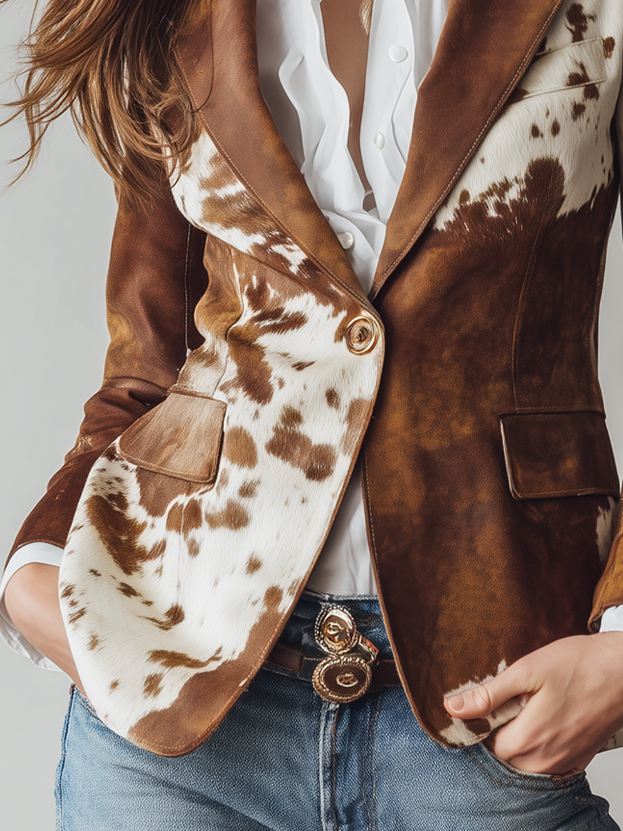 Blazer vintage ecológico de mujer con estampado