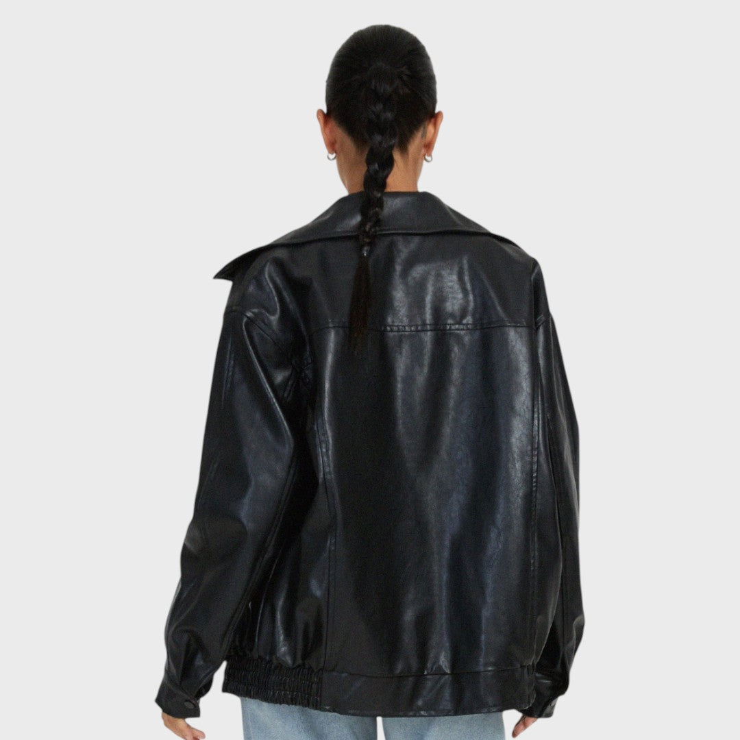 Chaqueta Elegante de Cuero Sintético Oversized