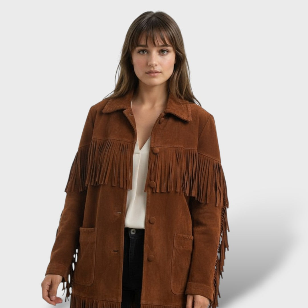 Chaqueta Corta de Otoño con Flecos Retro