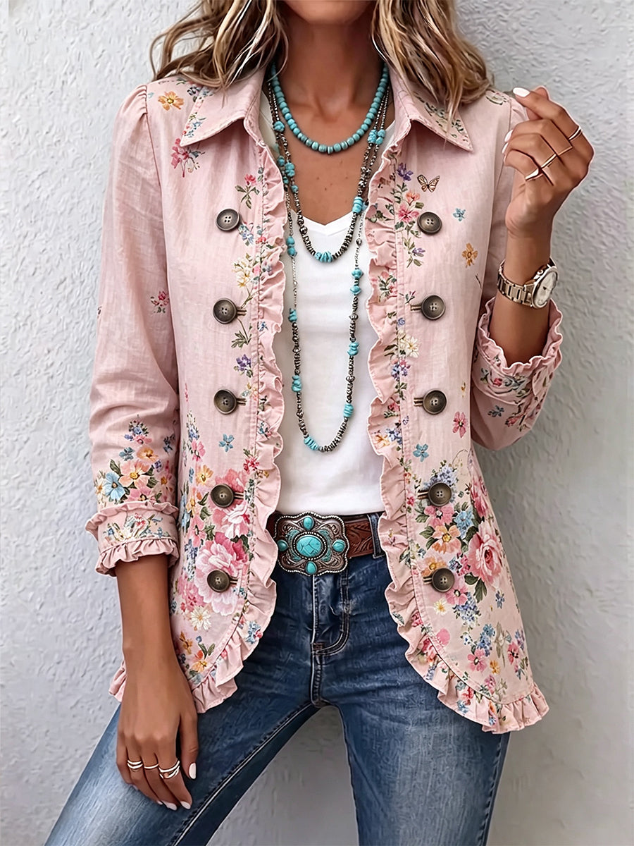 Araceli | Chaqueta Floral con Volantes