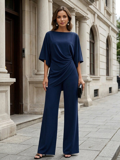 Gabriela | Conjunto de blusa drapeada y pantalón ancho