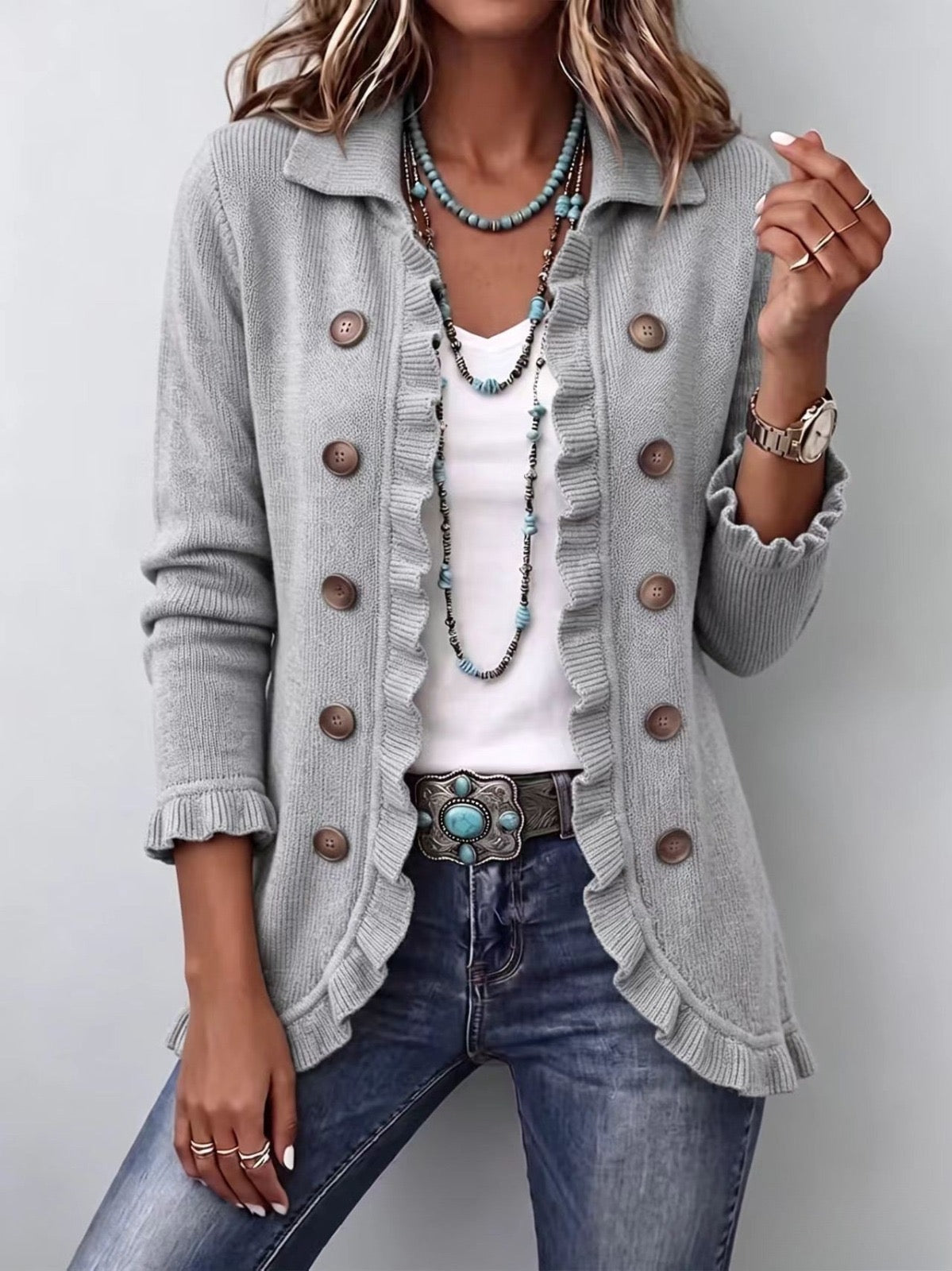 Eloísa | Chaqueta de Punto Gris Jaspeado