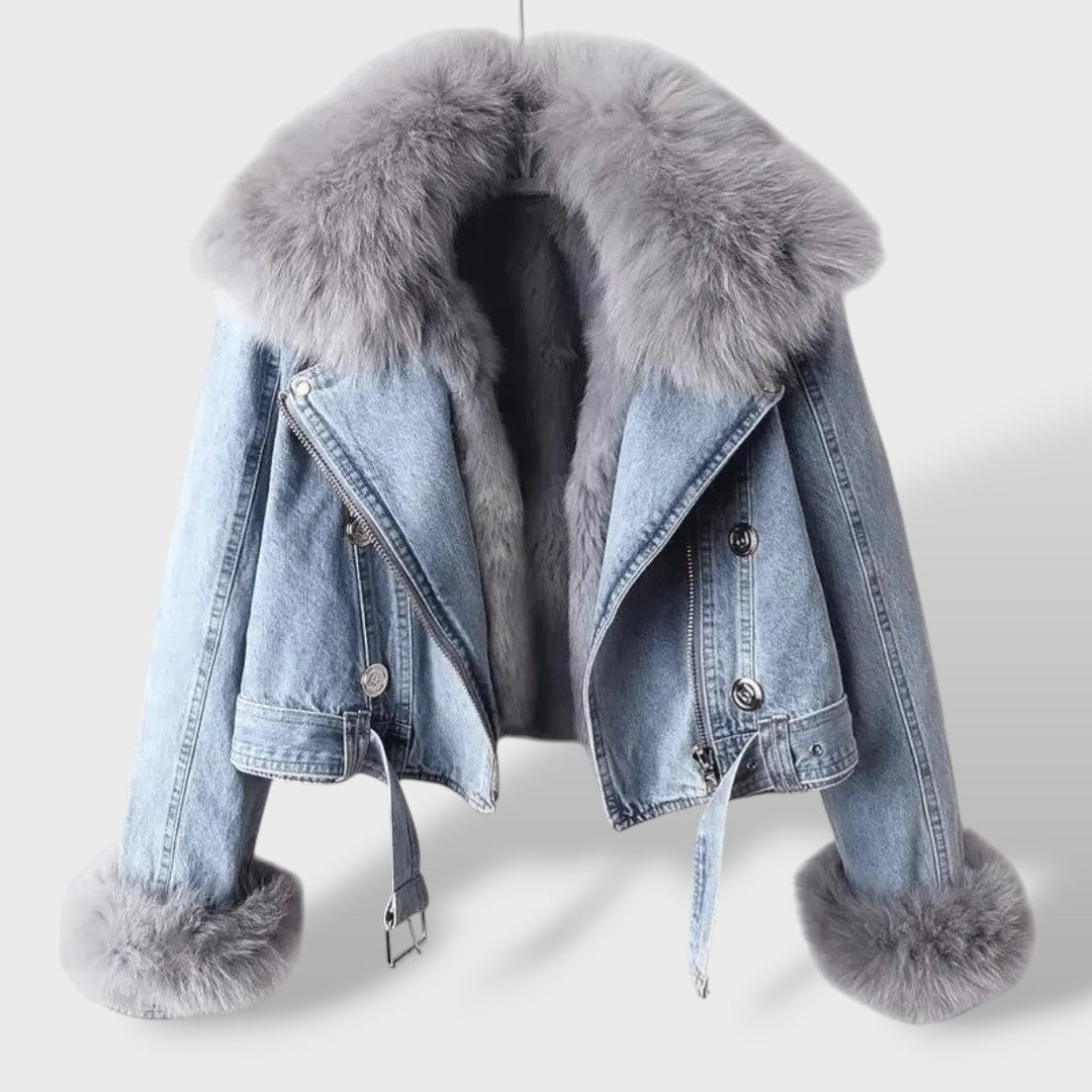 Chaqueta Vaquera con Pelo Sintético de Color