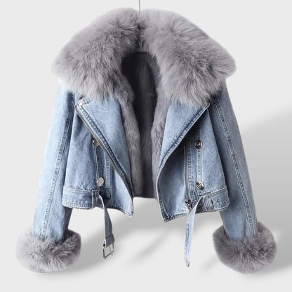 Chaqueta Vaquera con Pelo Sintético de Color