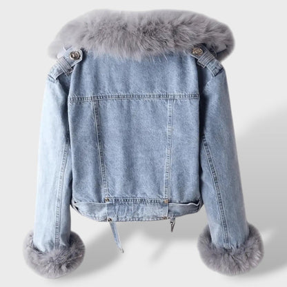 Chaqueta Vaquera con Pelo Sintético de Color