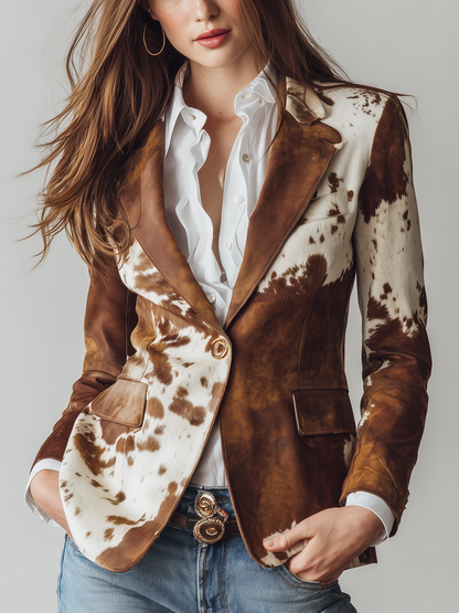 Blazer vintage ecológico de mujer con estampado