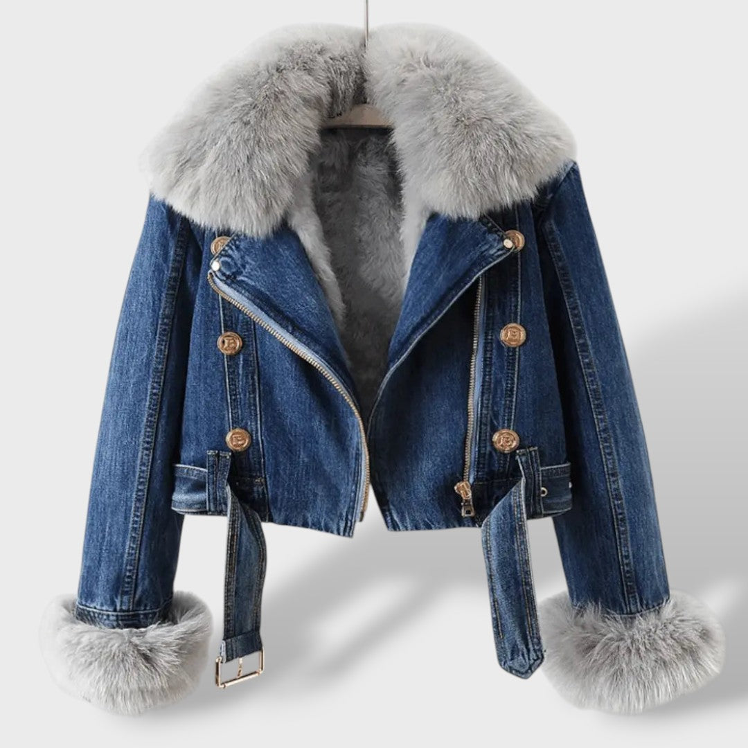Chaqueta Vaquera con Pelo Sintético de Color