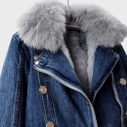 Chaqueta Vaquera con Pelo Sintético de Color