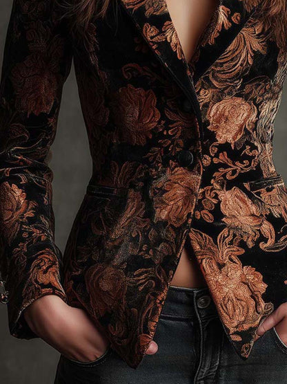 Blazer sartorial de mujer con estampado floral