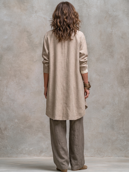 COSTANZA | Conjunto de Tres Piezas Beige y Gris
