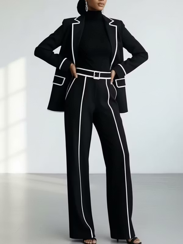 CLAUDIA | Conjunto de Dos Piezas de Blazer con Ribete