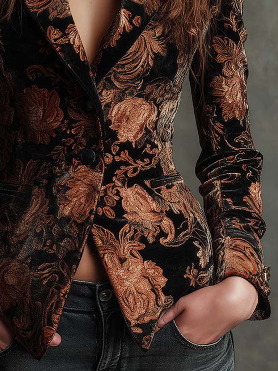 Blazer sartorial de mujer con estampado floral