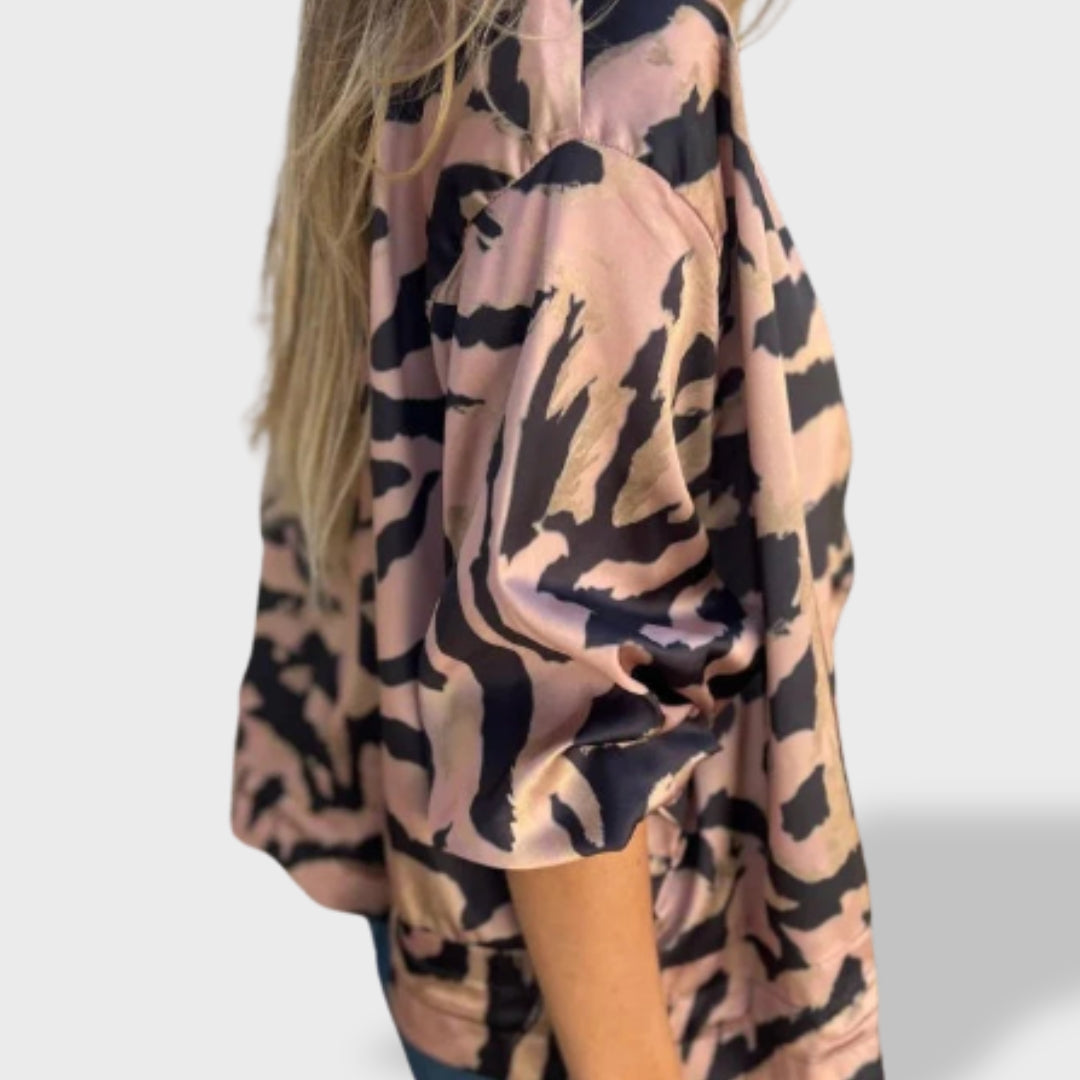 Valeria| Chaqueta con Cremallera y Estampado de Cebra