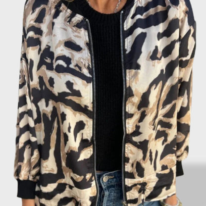 Valeria| Chaqueta con Cremallera y Estampado de Cebra
