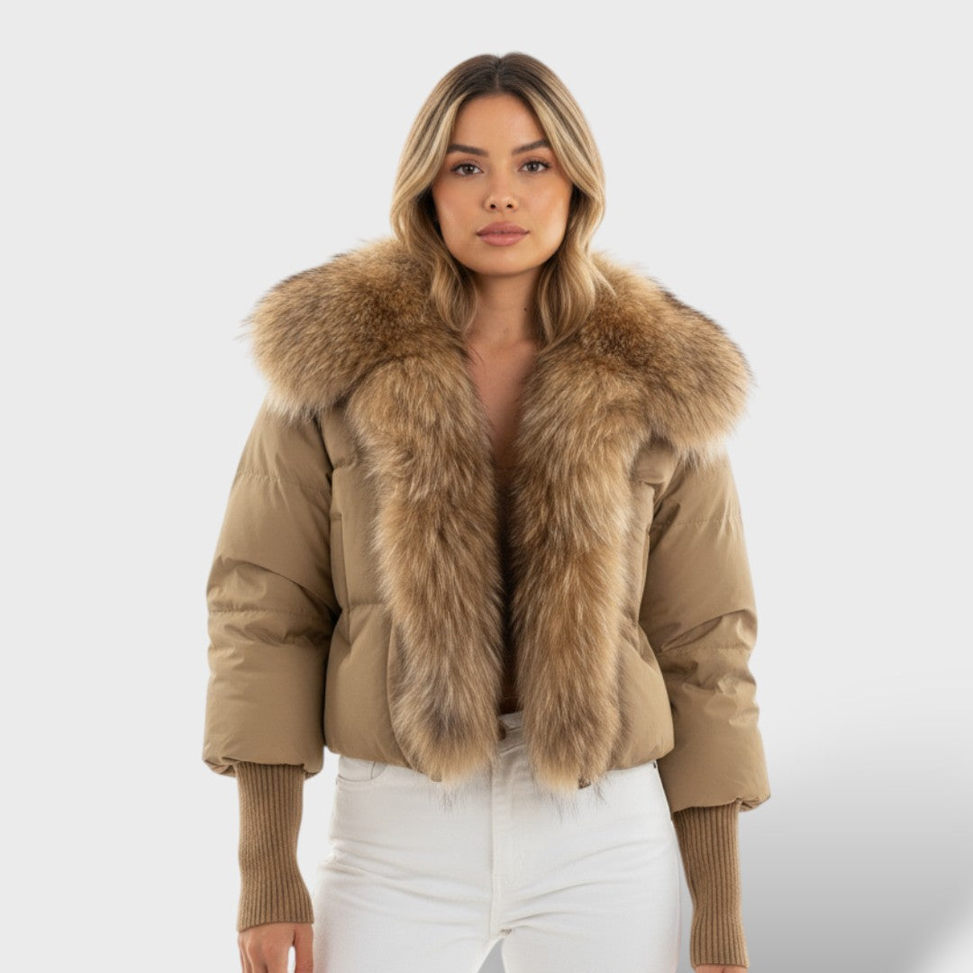 Chaqueta acolchada con cuello de piel