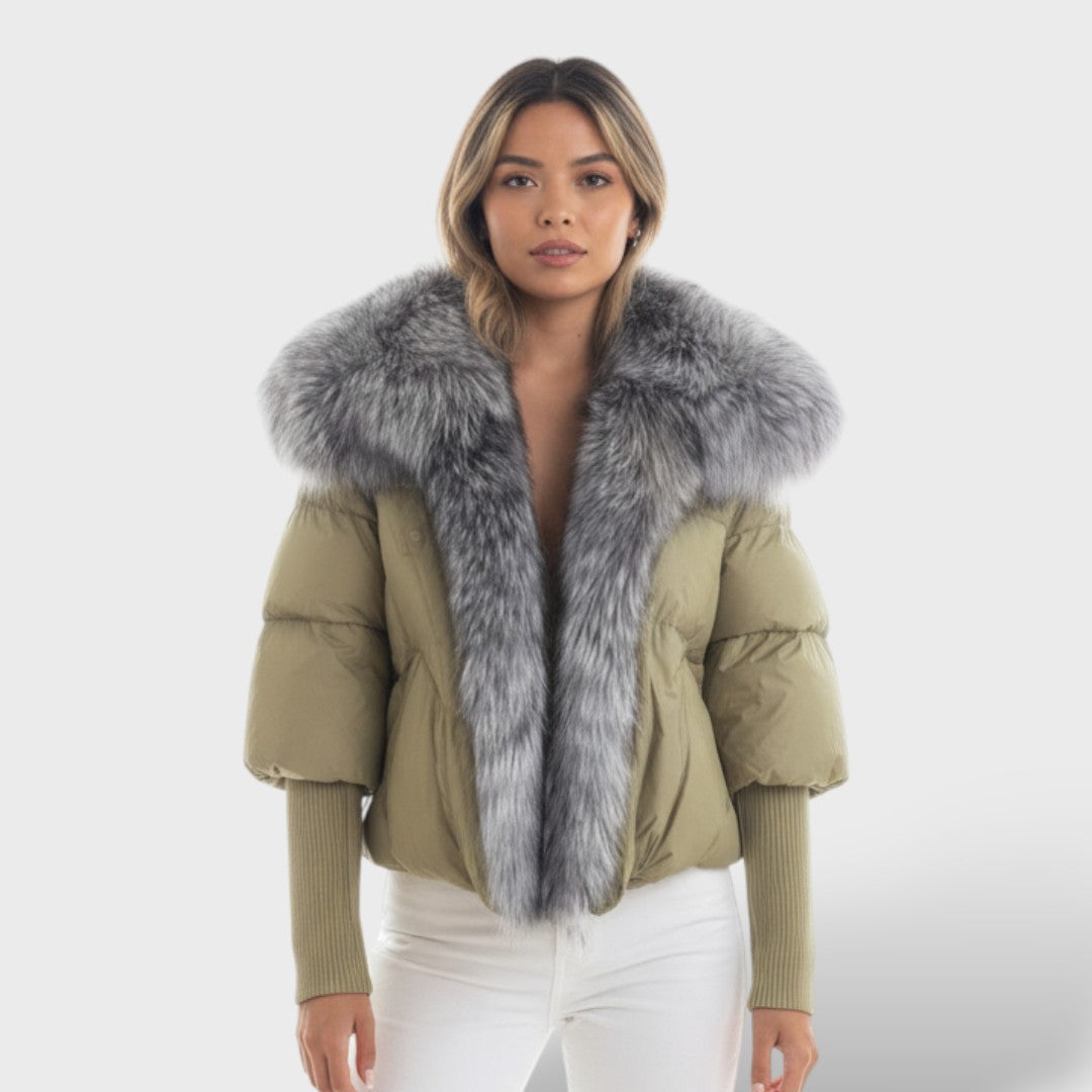 Chaqueta acolchada con cuello de piel