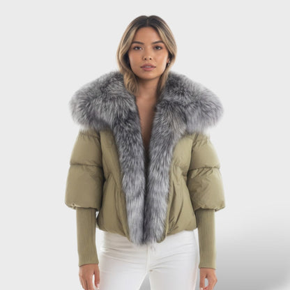 Chaqueta acolchada con cuello de piel