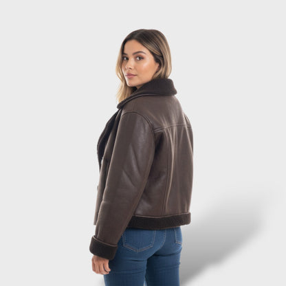 Chaqueta Oversized de Piel Mujer Invierno