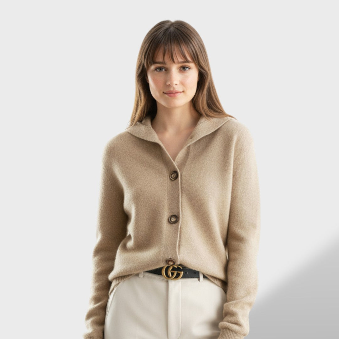 Cárdigan Mujer Elegante Cuello Alto con Botones Grandes