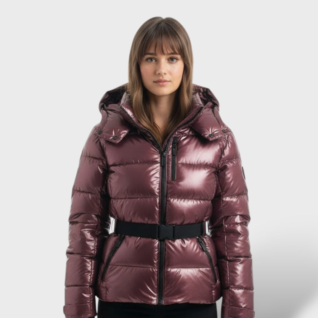Chaqueta Acolchada con Cinturón Impermeable