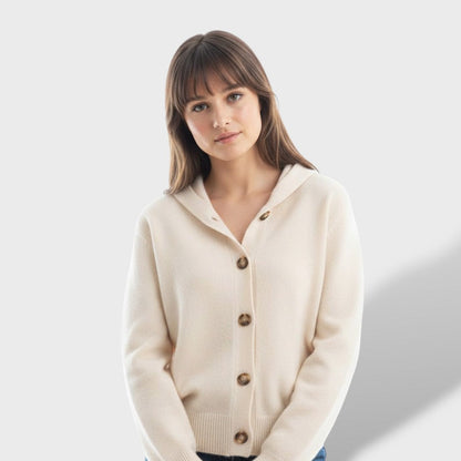 Cárdigan Mujer Elegante Cuello Alto con Botones Grandes