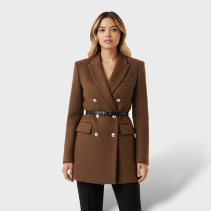 Abrigo Tweed Doble Botonadura Mujer
