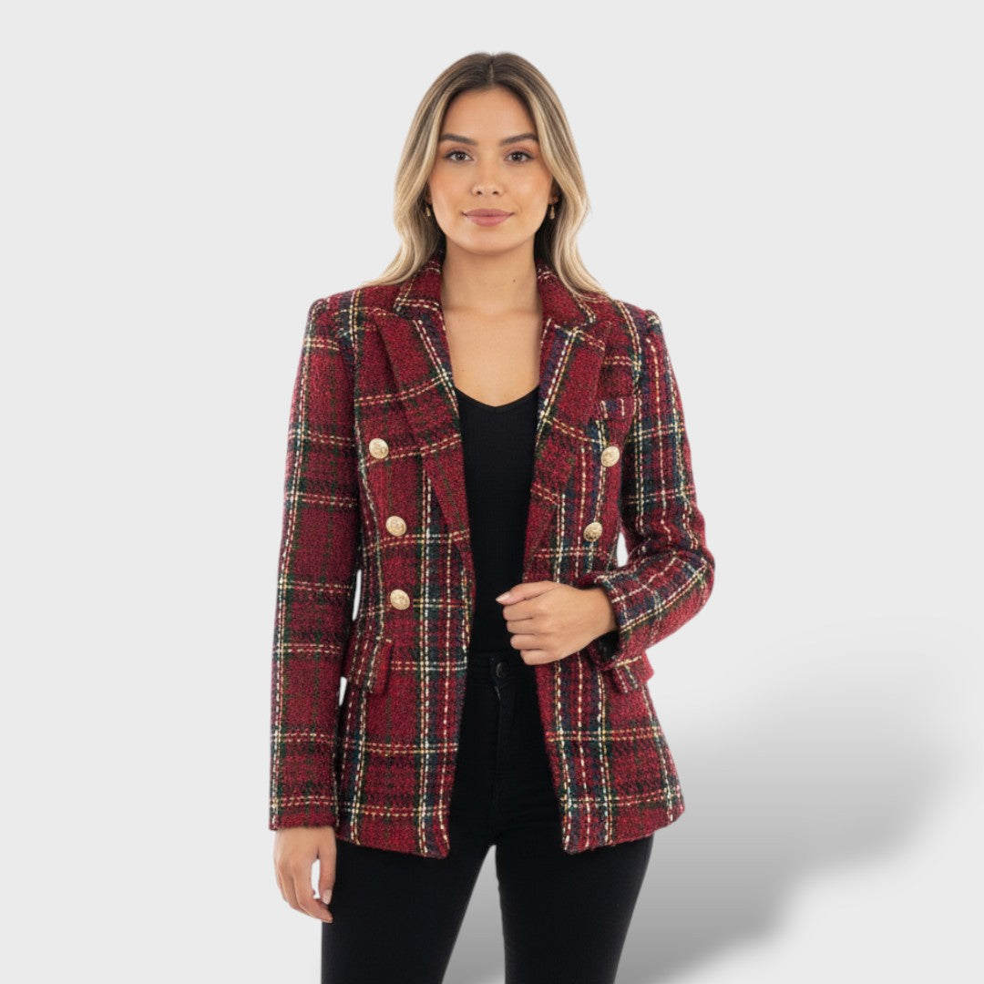 Blazer a cuadros elegante mujer