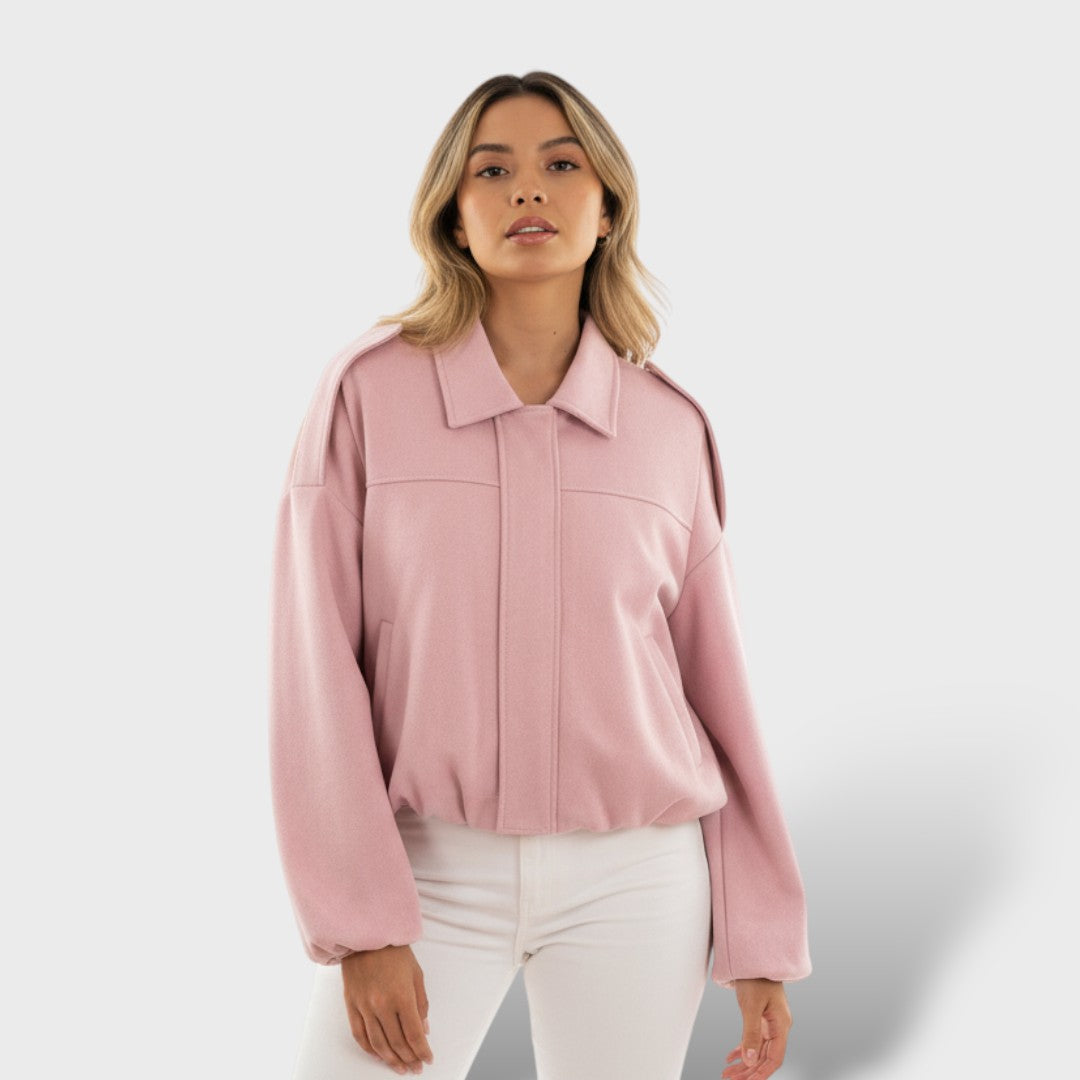 Cazadora Bomber con Cuello Solapa y Cremallera