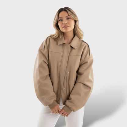 Cazadora Bomber con Cuello Solapa y Cremallera