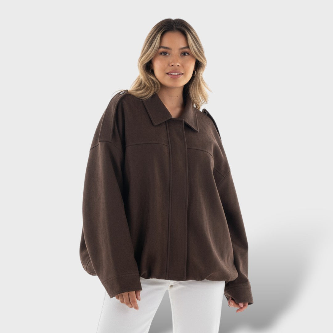 Cazadora Bomber con Cuello Solapa y Cremallera