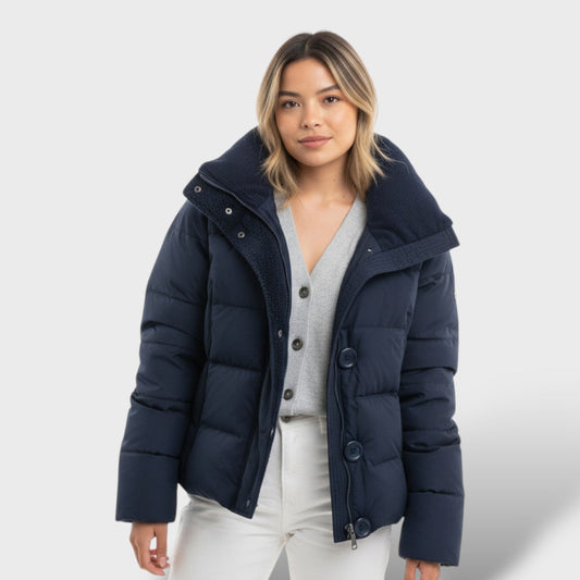 Chaqueta Corta Acolchada con Cuello Alto