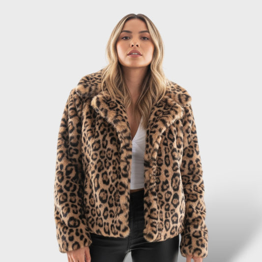 Chaqueta Casual con Estampado de Leopardo y Corte Holgado