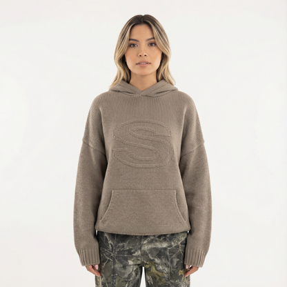 Sudadera Tejida con Capucha Mujer
