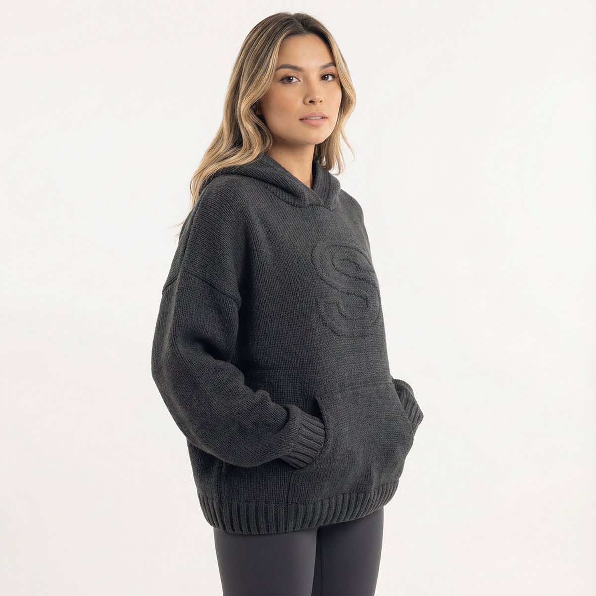 Sudadera Tejida con Capucha Mujer