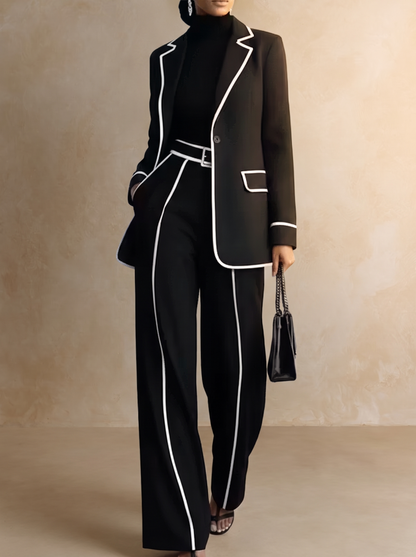 CLAUDIA | Conjunto de Dos Piezas de Blazer con Ribete