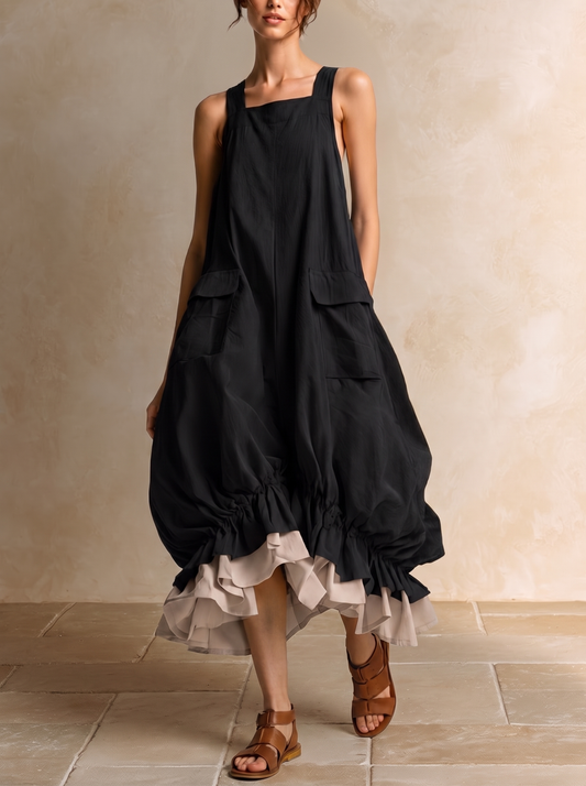 DANIELA | Vestido Midi Globo Sin Mangas
