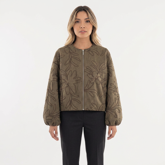 Chaqueta Piloto Ante Bordada