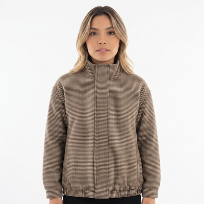 Chaqueta Piloto Cuadros Mujer con Cremallera