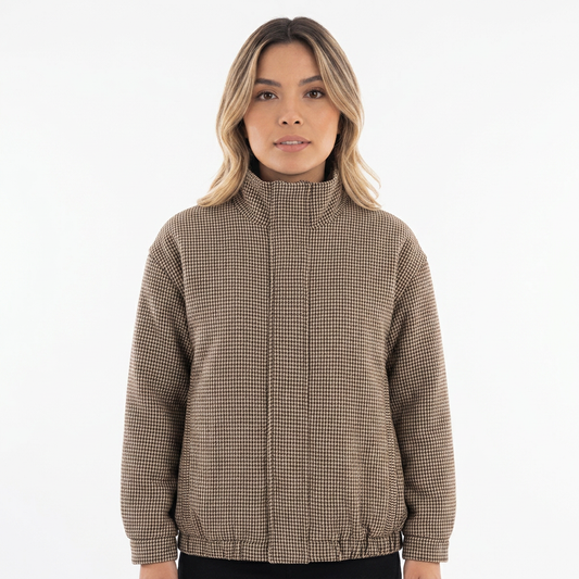 Chaqueta Piloto Cuadros Mujer con Cremallera