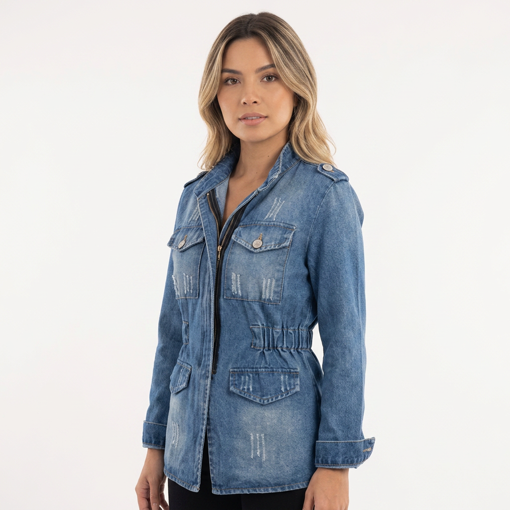 Chaqueta Vaquera Clásica Mujer con Cremallera