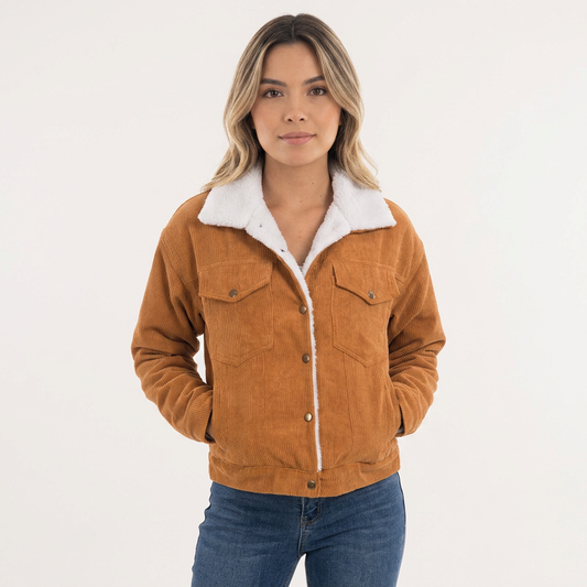 Chaqueta Pana Cuello Vuelto y Botones