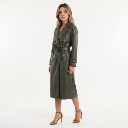 Chaqueta Piel Cinturón Elegante