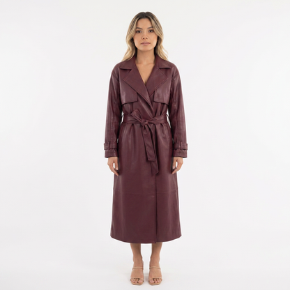 Chaqueta Piel Cinturón Elegante