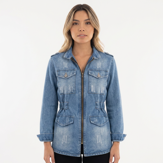 Chaqueta Vaquera Clásica Mujer con Cremallera