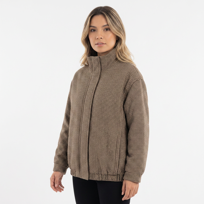 Chaqueta Piloto Cuadros Mujer con Cremallera