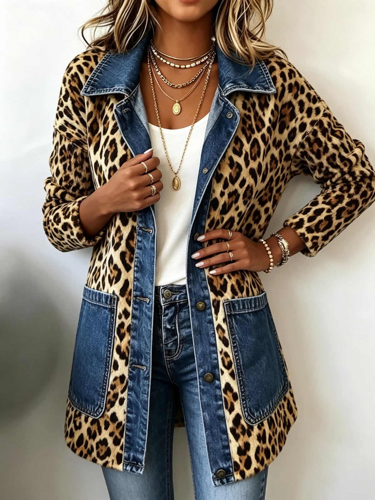 Lorena | Chaqueta Larga Leopardo y Vaquero