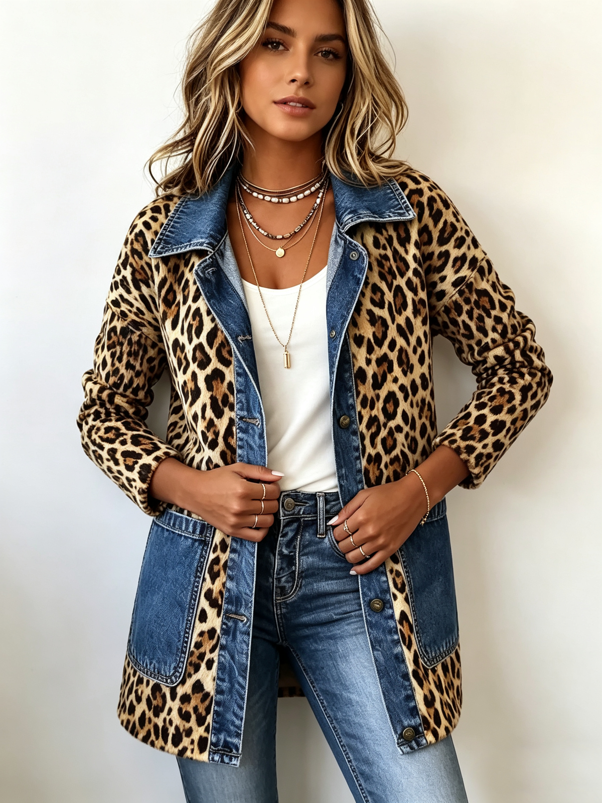 Lorena | Chaqueta Larga Leopardo y Vaquero