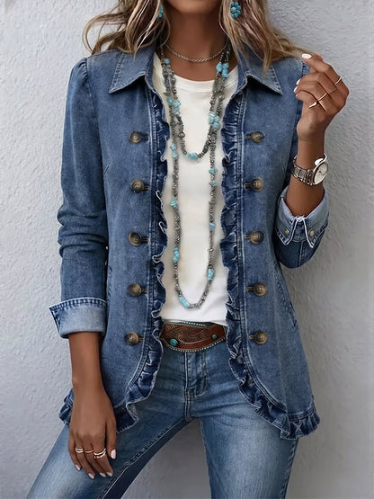 Rosario | Chaqueta Jean  Bordada con Volantes