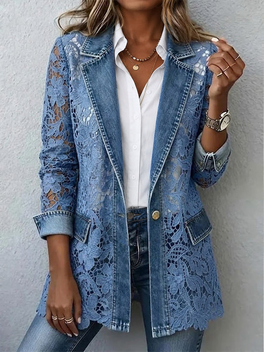 Alicia | Americana de Jean con Encaje Floral